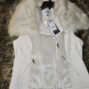GUESS Ivory Faux Fur Vest